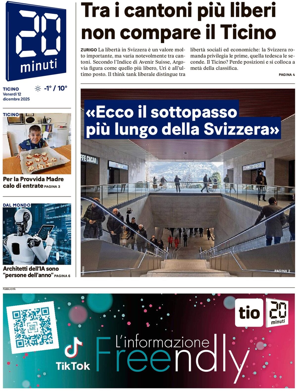 Prima Pagina 20 Minuti 12/12/2025