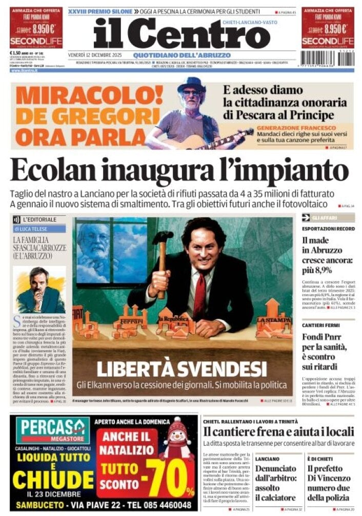 Prima Pagina Il Centro (Chieti) 12/12/2025