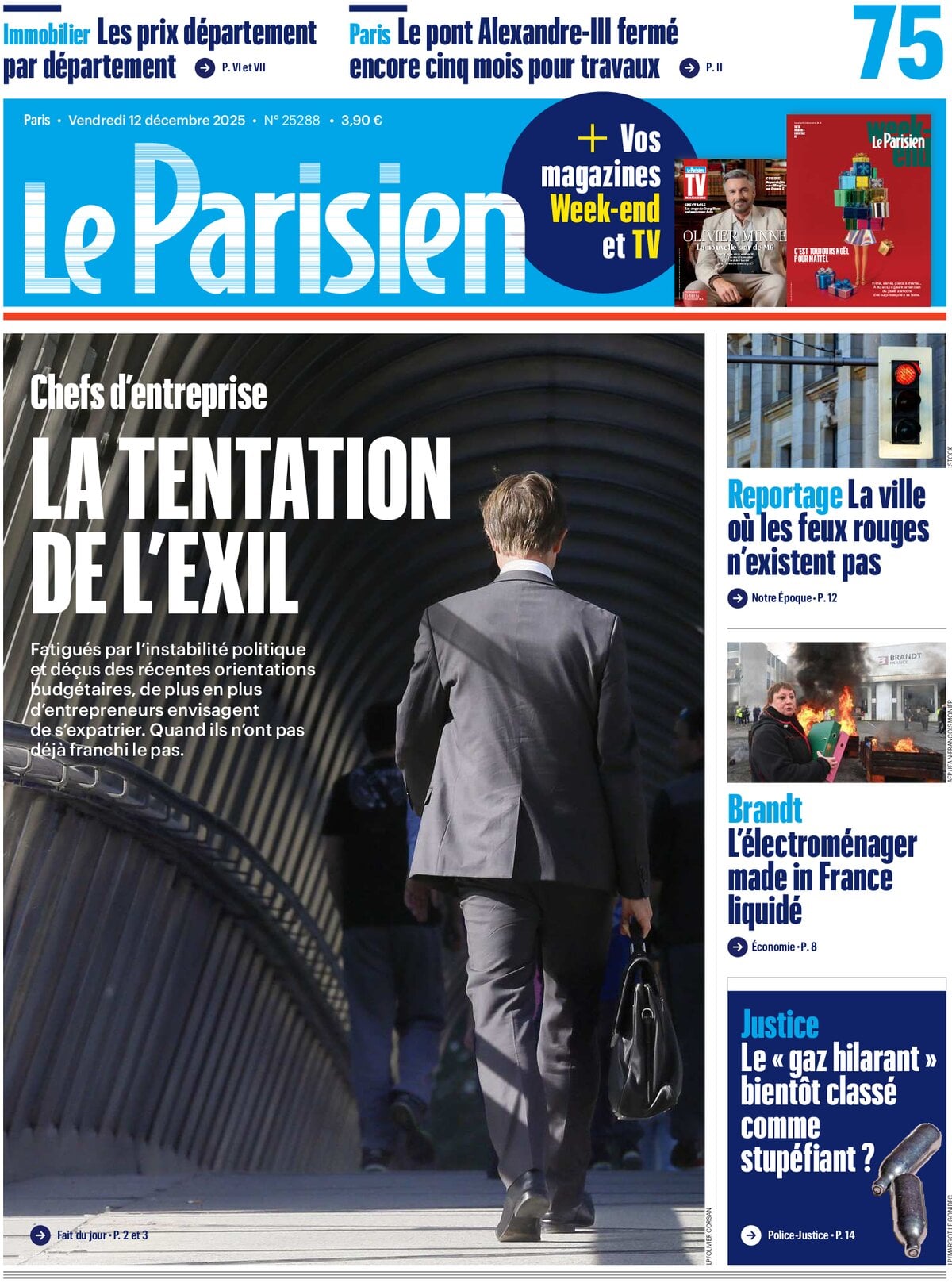 Prima Pagina Le Parisien 12/12/2025