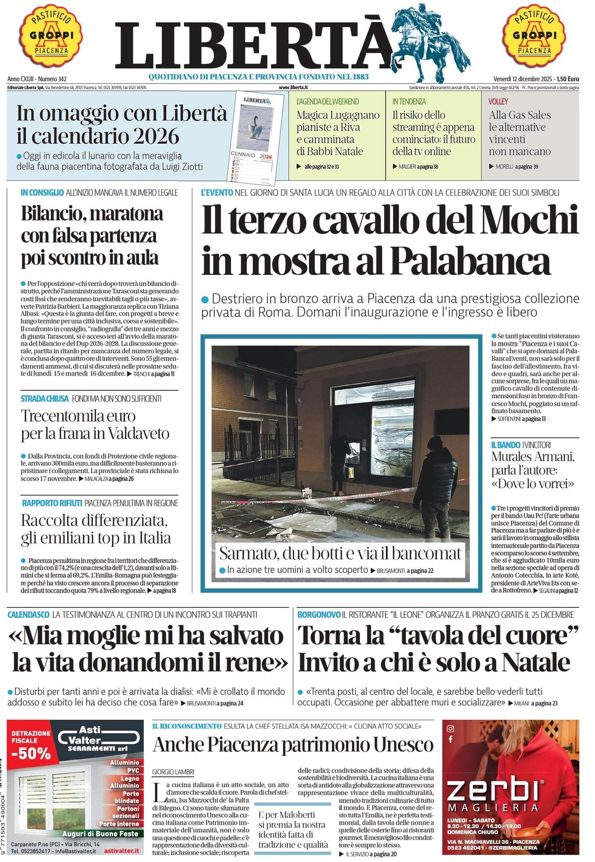 Prima Pagina Libertà (Piacenza) 12/12/2025