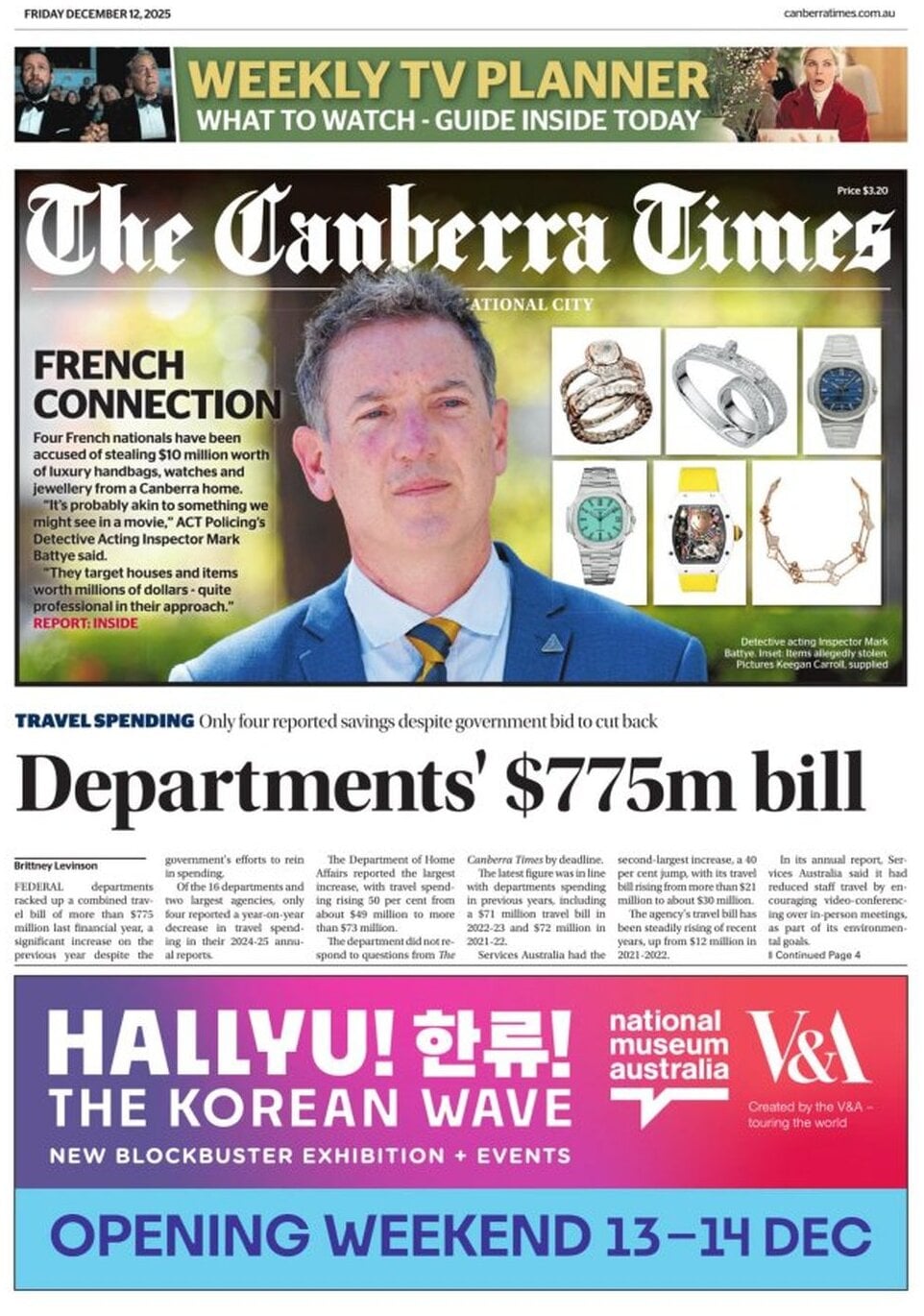 Prima Pagina The Canberra Times 12/12/2025
