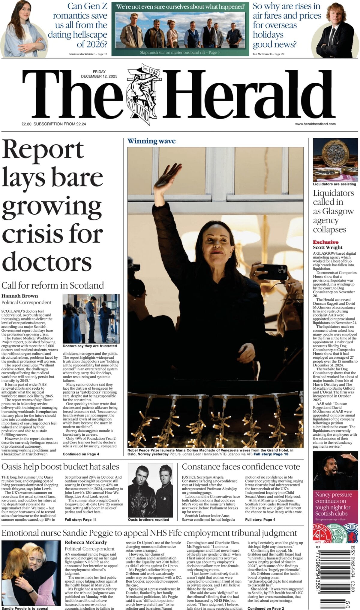 Prima Pagina The Herald (Scotland) 12/12/2025