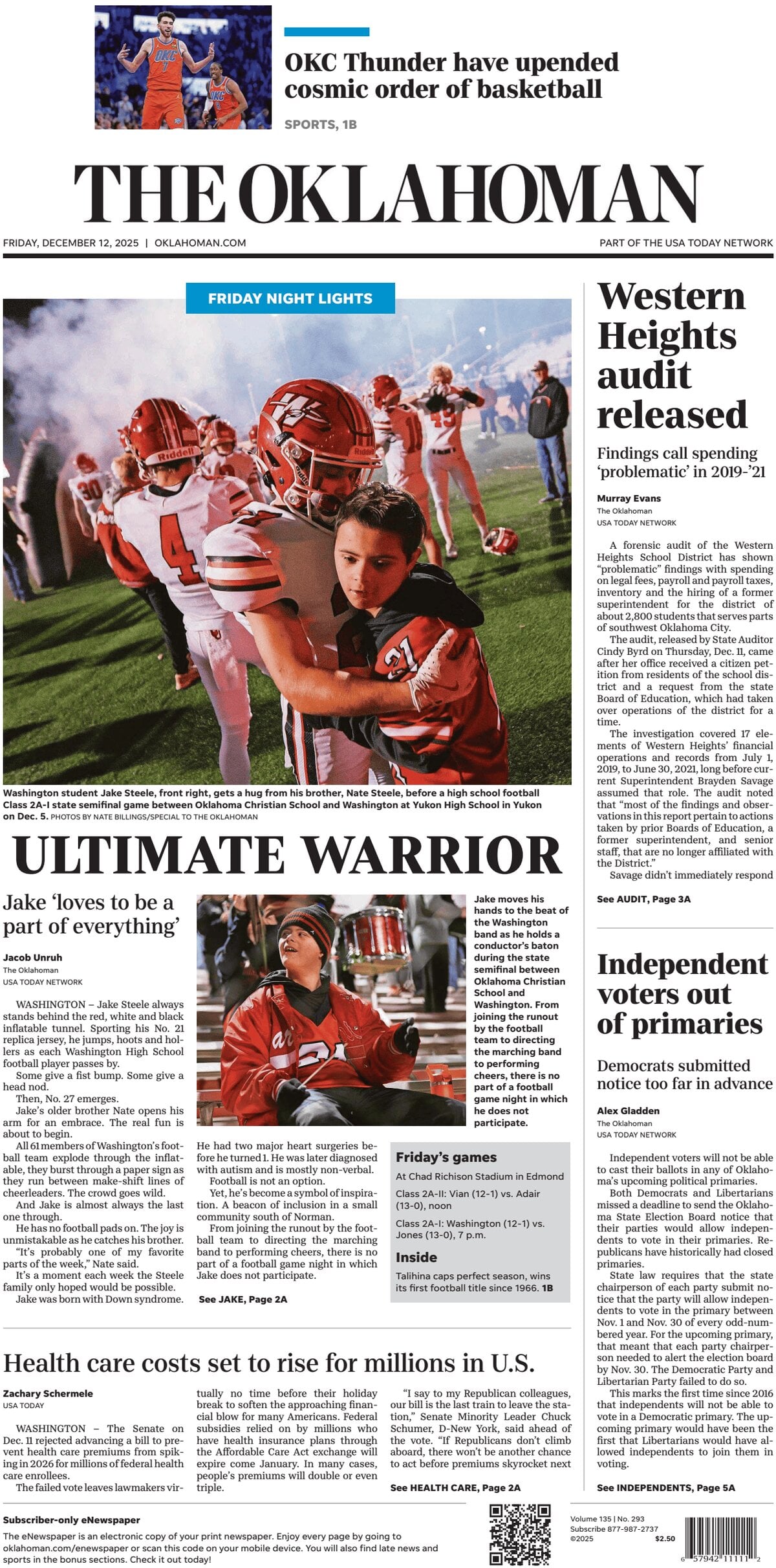 Prima Pagina The Oklahoman 12/12/2025