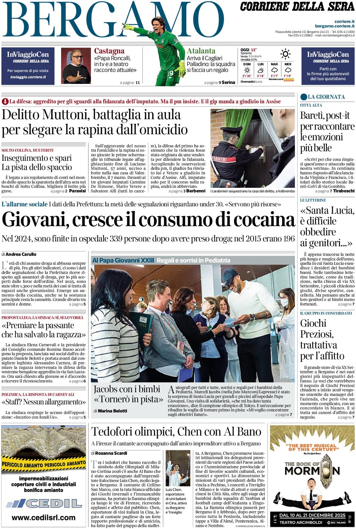 Prima Pagina Corriere della Sera (Bergamo) 13/12/2025
