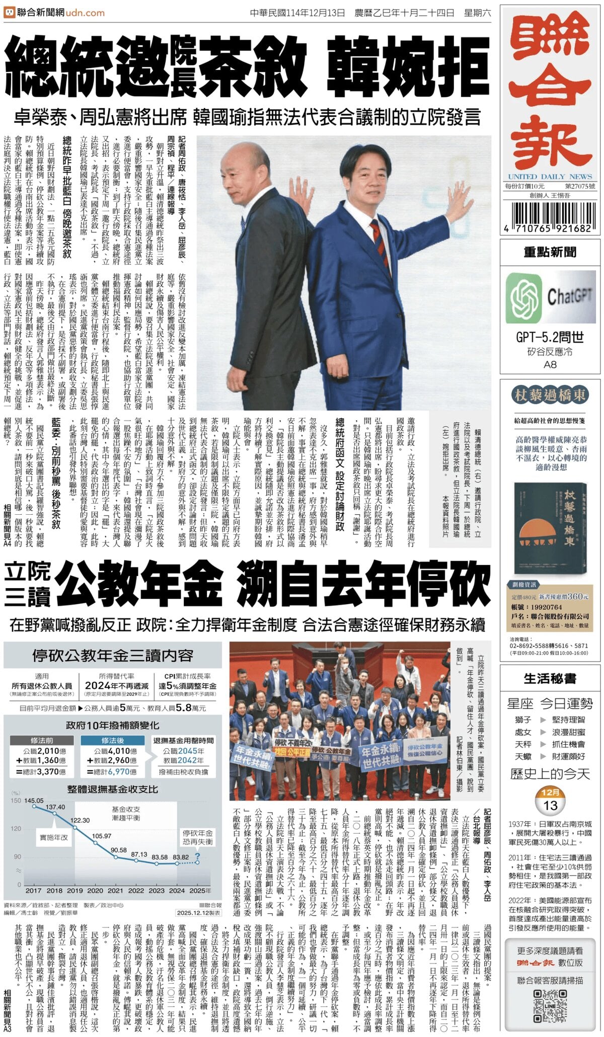 Prima Pagina United Daily News 13/12/2025