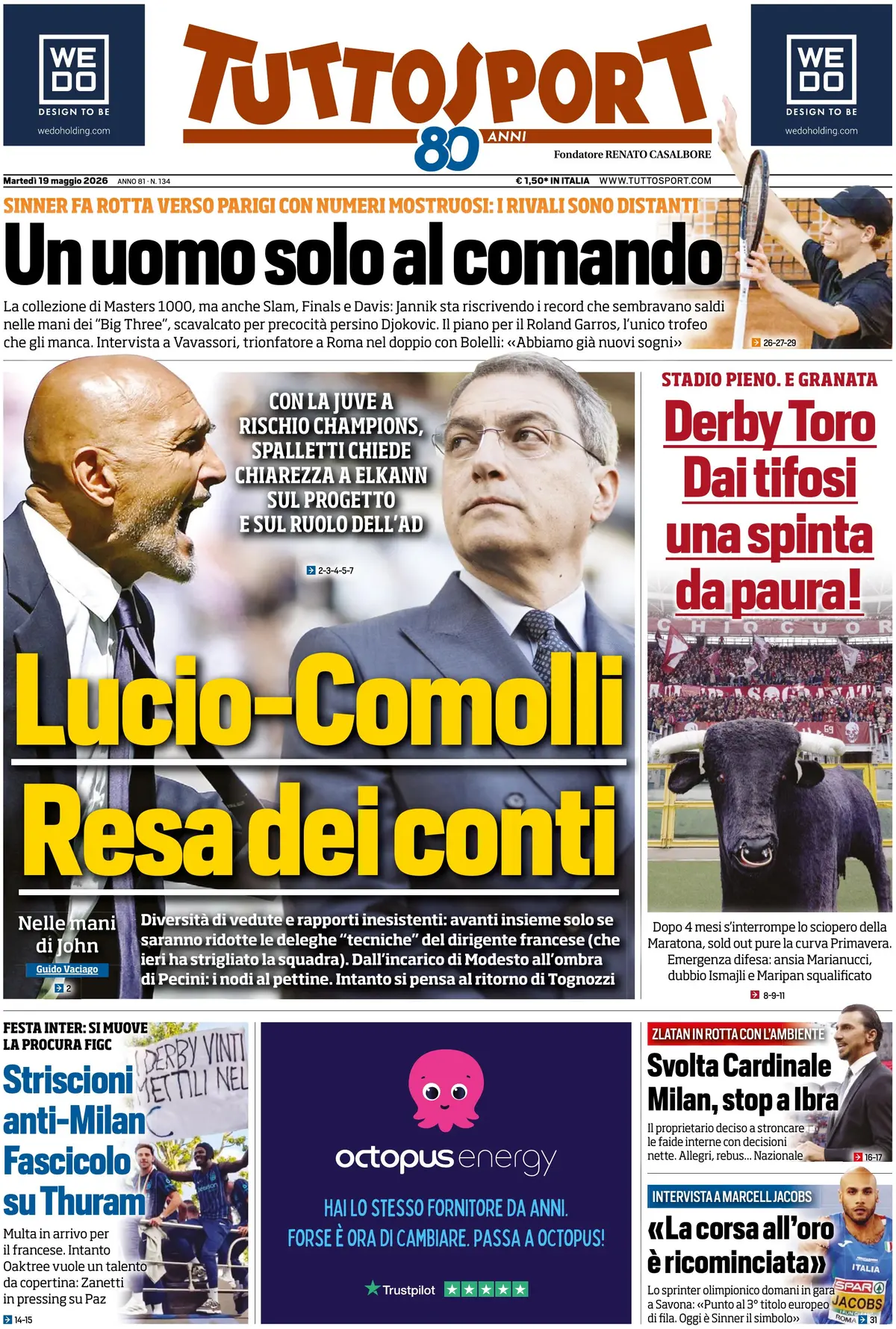 Prima Pagina Tuttosport 19/05/2026