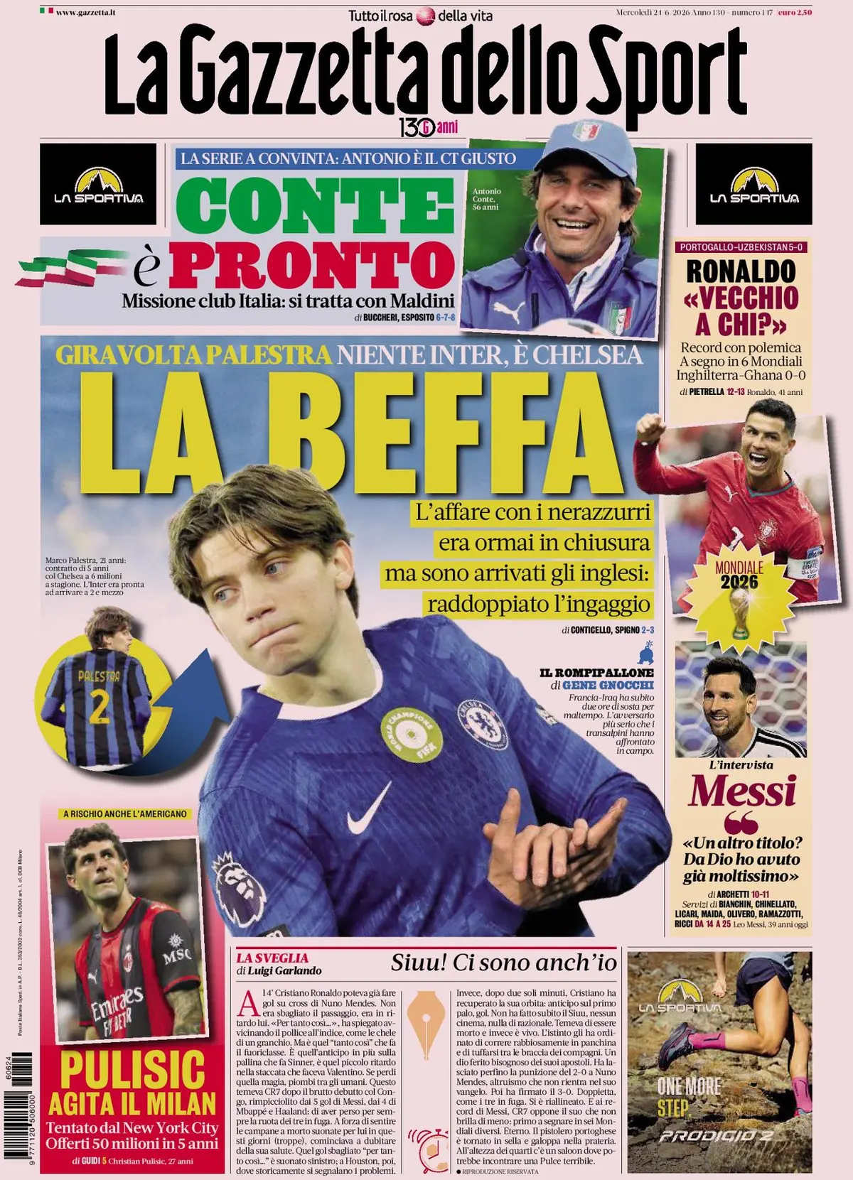 Prima Pagina La Gazzetta dello Sport 24/06/2026