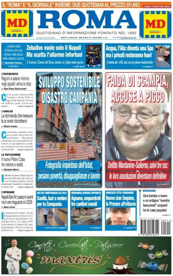 Prima Pagina Il Roma | Quotidiano di Napoli 11/07/2026