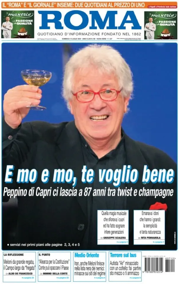 Prima Pagina Il Roma | Quotidiano di Napoli 12/07/2026