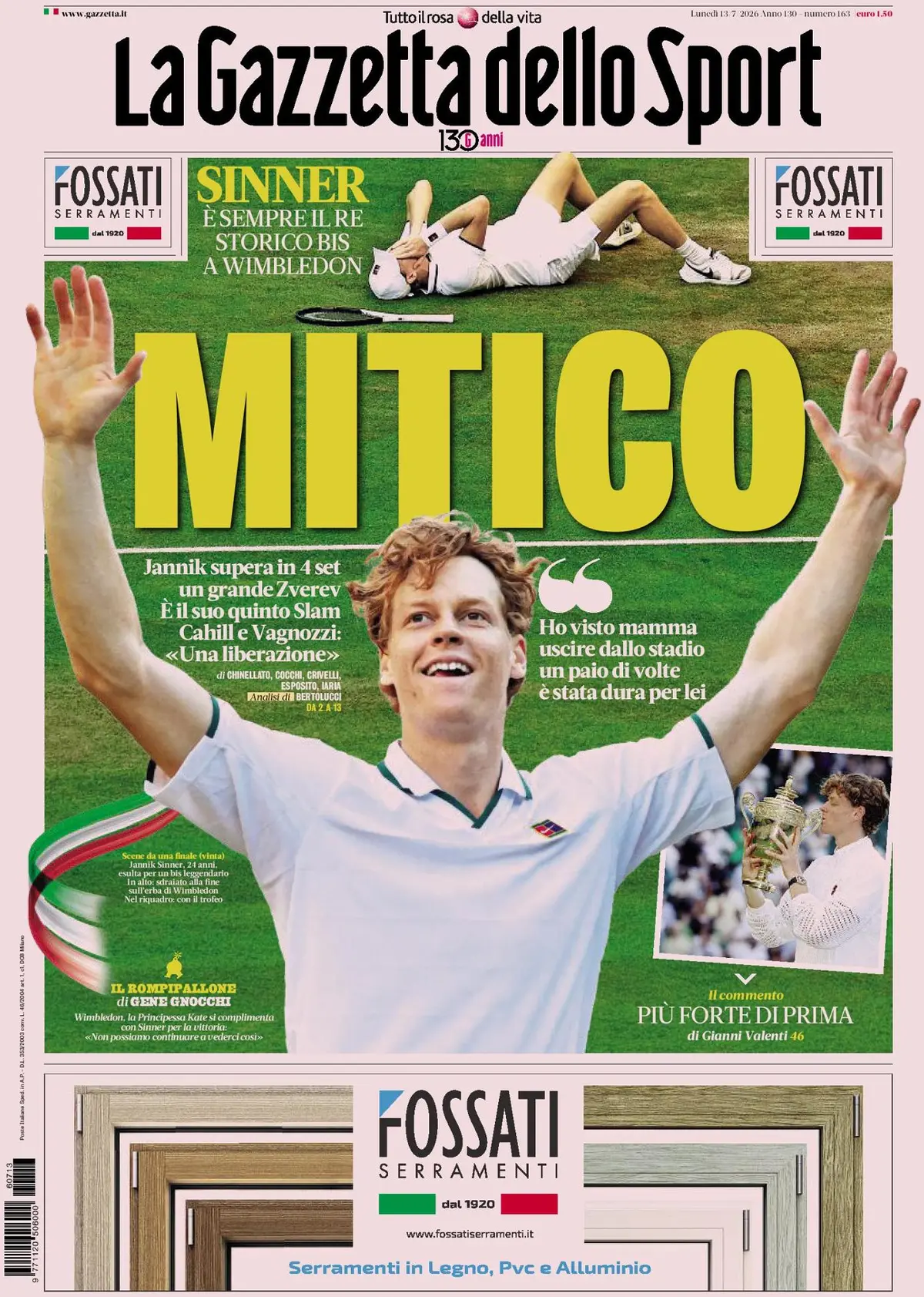 Prima Pagina La Gazzetta dello Sport 13/07/2026