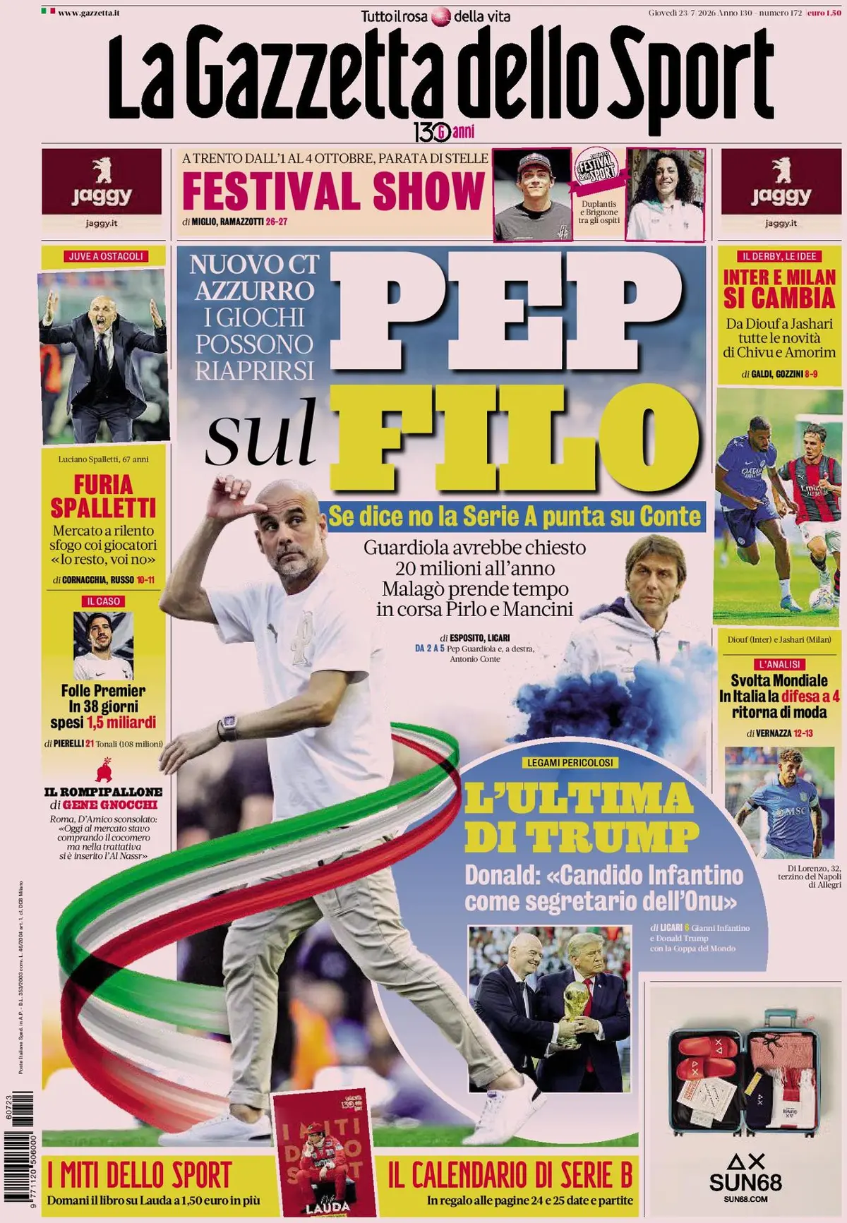 Prima Pagina La Gazzetta dello Sport 23/07/2026