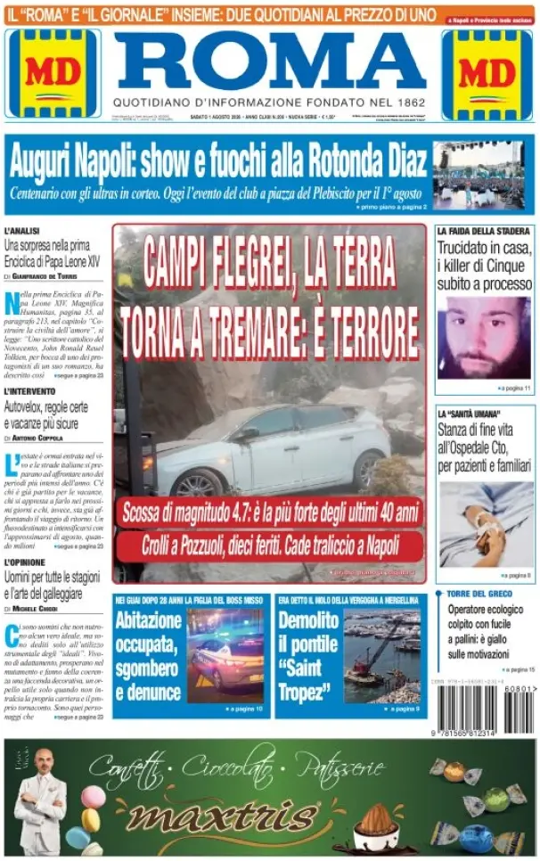 Prima Pagina Il Roma | Quotidiano di Napoli 01/08/2026