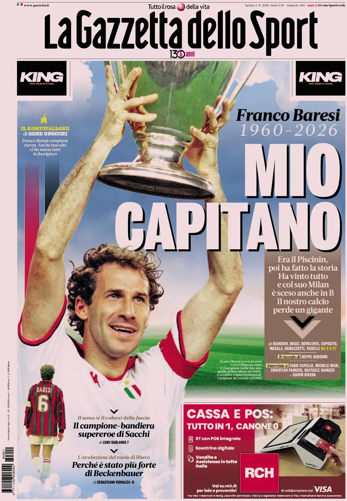 Prima Pagina La Gazzetta dello Sport 01/08/2026