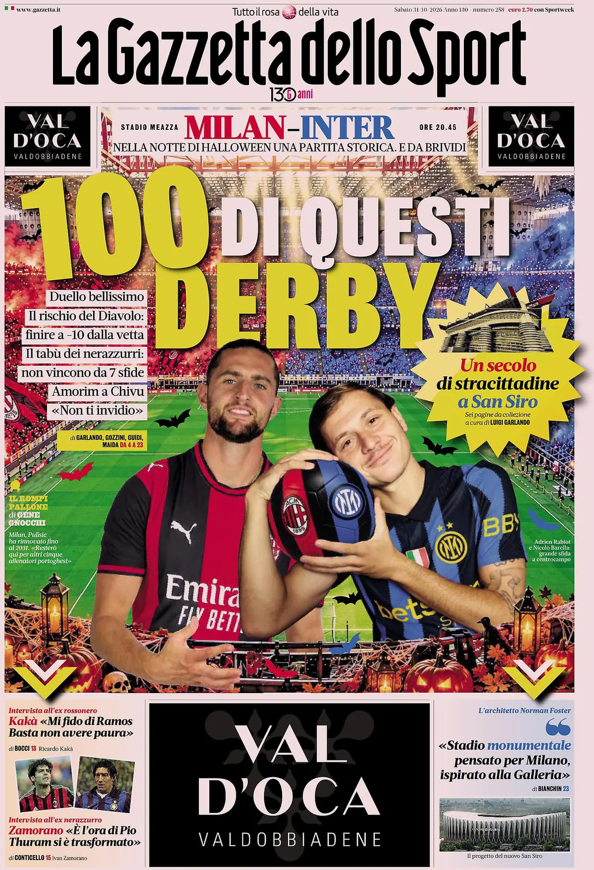 Prima Pagina La Gazzetta dello Sport 31/10/2026