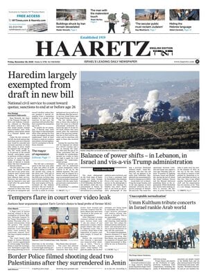 Prima Pagina "Haaretz"