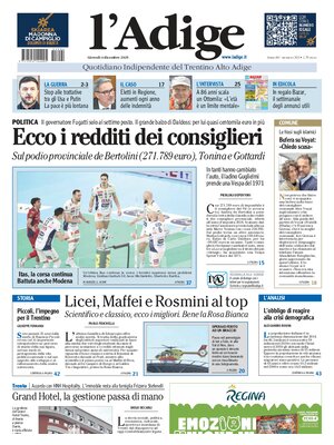 Prima Pagina "L'Adige"
