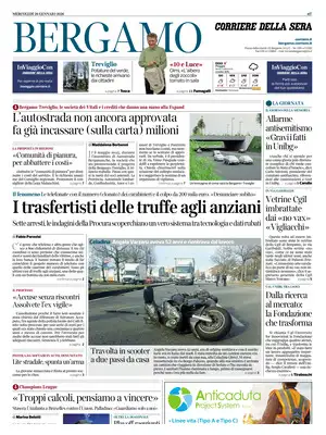 Prima Pagina "Corriere della Sera (Bergamo)"