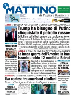 Prima Pagina "Il Mattino di Puglia e Basilicata"
