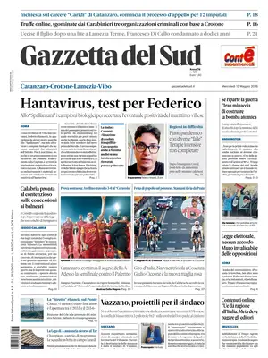Prima Pagina "Gazzetta del Sud | Catanzaro"