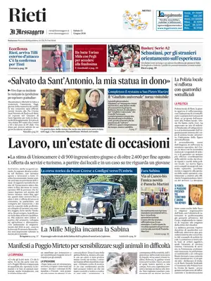Prima Pagina "Il Messaggero | Rieti"