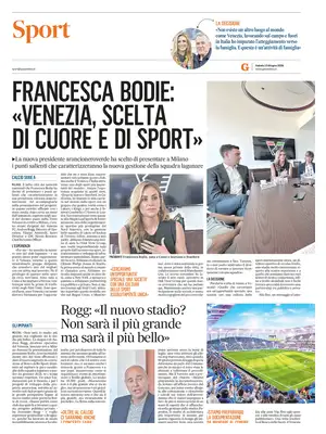Prima Pagina "Il Gazzettino SPORT"