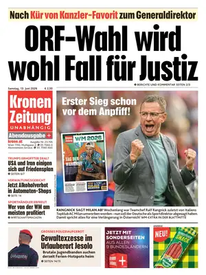 Prima Pagina "Kronen Zeitung"