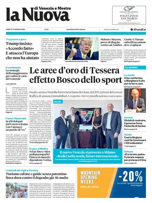 Prima Pagina "La Nuova di Venezia e Mestre"