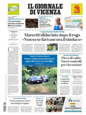 Prima Pagina "Il Giornale di Vicenza"
