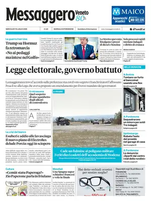 Prima Pagina "Messaggero Veneto | Pordenone"