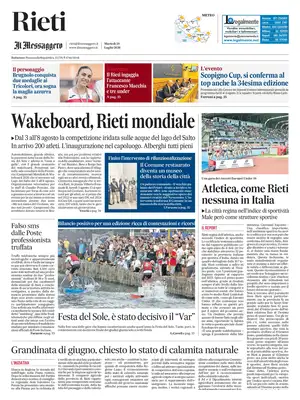 Prima Pagina "Il Messaggero | Rieti"