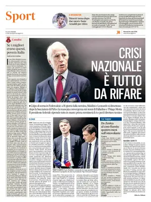 Prima Pagina "Il Messaggero SPORT"