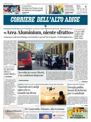 Prima Pagina "Corriere dell'Alto Adige"