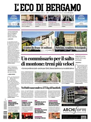 Prima Pagina "L'Eco di Bergamo"