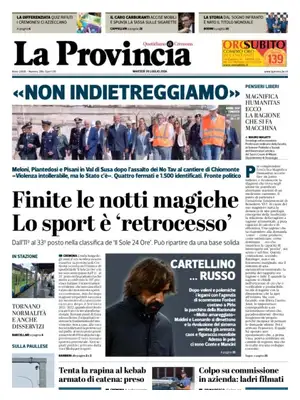 Prima Pagina "La Provincia di Cremona"