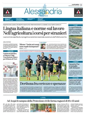 Prima Pagina "La Stampa | Alessandria"