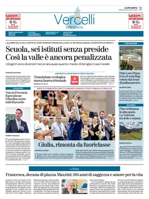 Prima Pagina "La Stampa | Vercelli"
