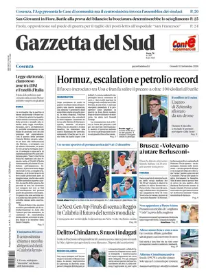 Prima Pagina "Gazzetta del Sud | Cosenza"