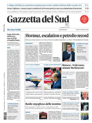 Prima Pagina "Gazzetta del Sud | Messina-Sicilia"