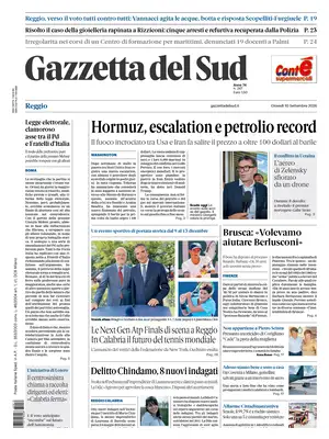 Prima Pagina "Gazzetta del Sud | Reggio Calabria"
