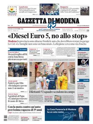 Prima Pagina "Gazzetta di Modena"