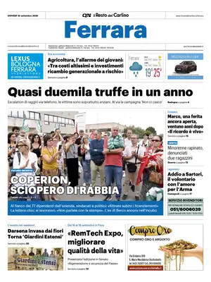 Prima Pagina "Il Resto del Carlino | Ferrara"