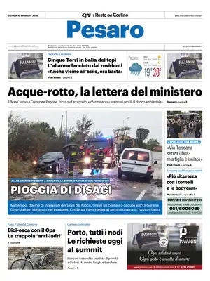 Prima Pagina "Il Resto del Carlino | Pesaro"