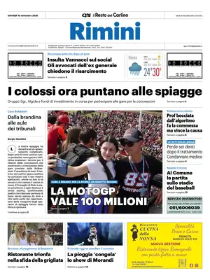 Prima Pagina "Il Resto del Carlino | Rimini"