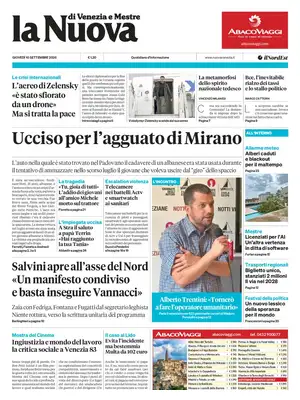 Prima Pagina "La Nuova di Venezia e Mestre"