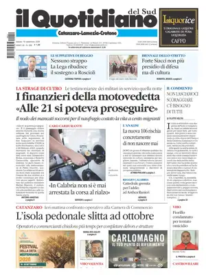 Prima Pagina "Il Quotidiano del Sud | Catanzaro"