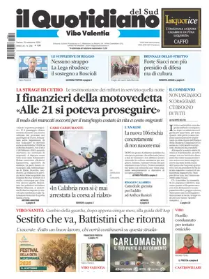 Prima Pagina "Il Quotidiano del Sud | Vibo Valentia"