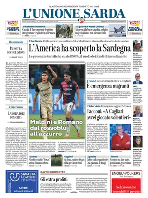 Prima Pagina "L'Unione Sarda"