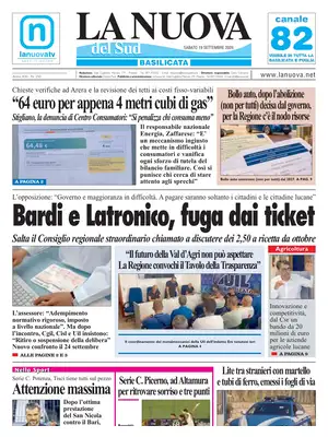 Prima Pagina "La Nuova del Sud | Basilicata"