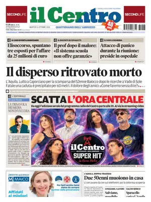 Prima Pagina "Il Centro | L'Aquila"