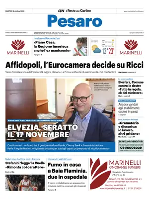 Prima Pagina "Il Resto del Carlino | Pesaro"